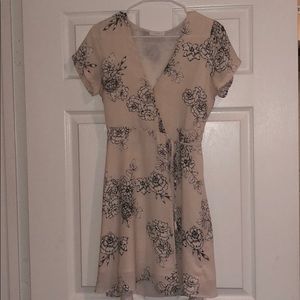 Lush Olivia Wrap Dress Pink and Black